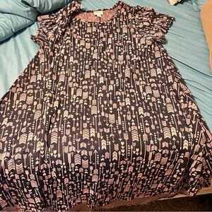 Navy and Pink Arrow Print Dress
